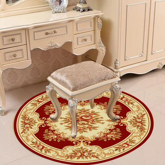 Victorian Bedroom Rug Multicolor Peony Area Rug Polyester Stain Resistant Washable Anti-Slip Rug Dark Red Clearhalo 'Area Rug' 'Rugs' 'Shabby Chic' Rug' 2183940