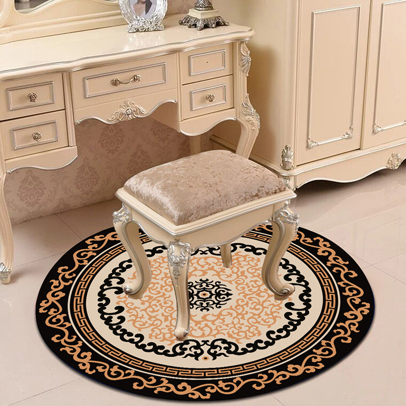 Victorian Bedroom Rug Multicolor Peony Area Rug Polyester Stain Resistant Washable Anti-Slip Rug Black Clearhalo 'Area Rug' 'Rugs' 'Shabby Chic' Rug' 2183942