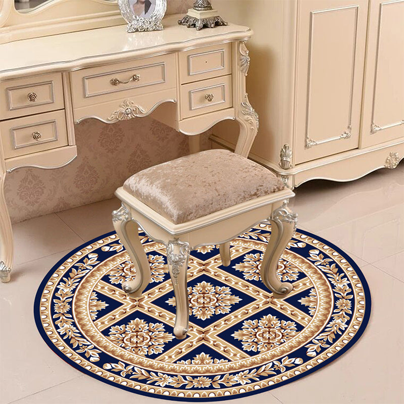 Victorian Bedroom Rug Multicolor Peony Area Rug Polyester Stain Resistant Washable Anti-Slip Rug Royal Blue Clearhalo 'Area Rug' 'Rugs' 'Shabby Chic' Rug' 2183945