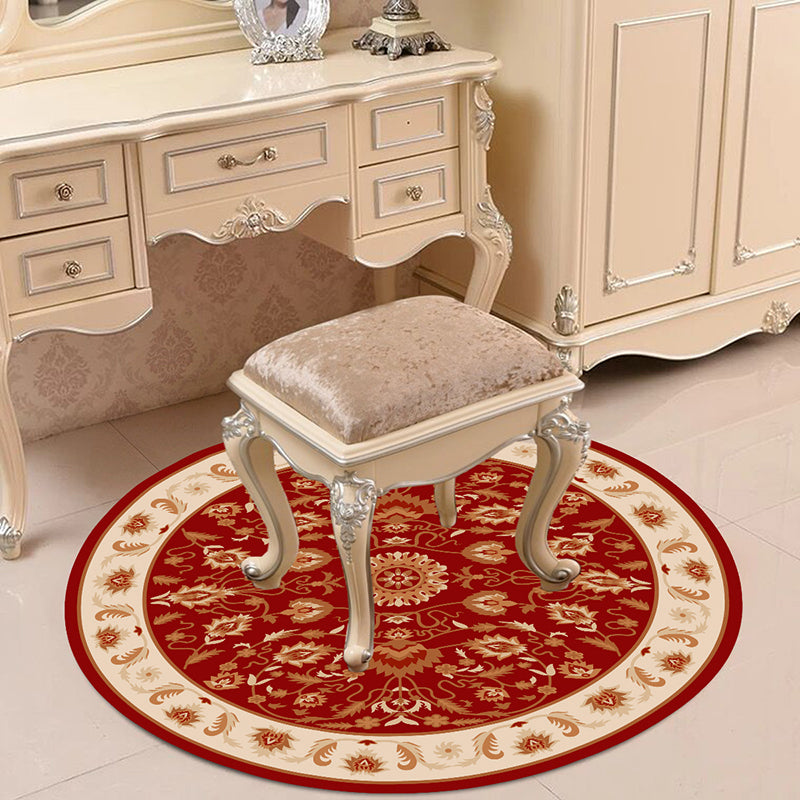 Victorian Bedroom Rug Multicolor Peony Area Rug Polyester Stain Resistant Washable Anti-Slip Rug Rose Red Clearhalo 'Area Rug' 'Rugs' 'Shabby Chic' Rug' 2183950