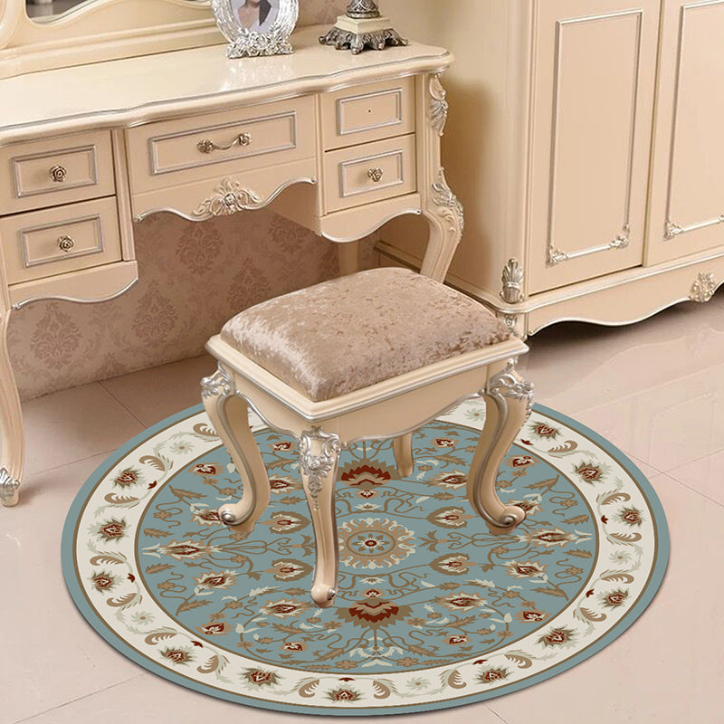 Victorian Bedroom Rug Multicolor Peony Area Rug Polyester Stain Resistant Washable Anti-Slip Rug Light Blue Clearhalo 'Area Rug' 'Rugs' 'Shabby Chic' Rug' 2183951