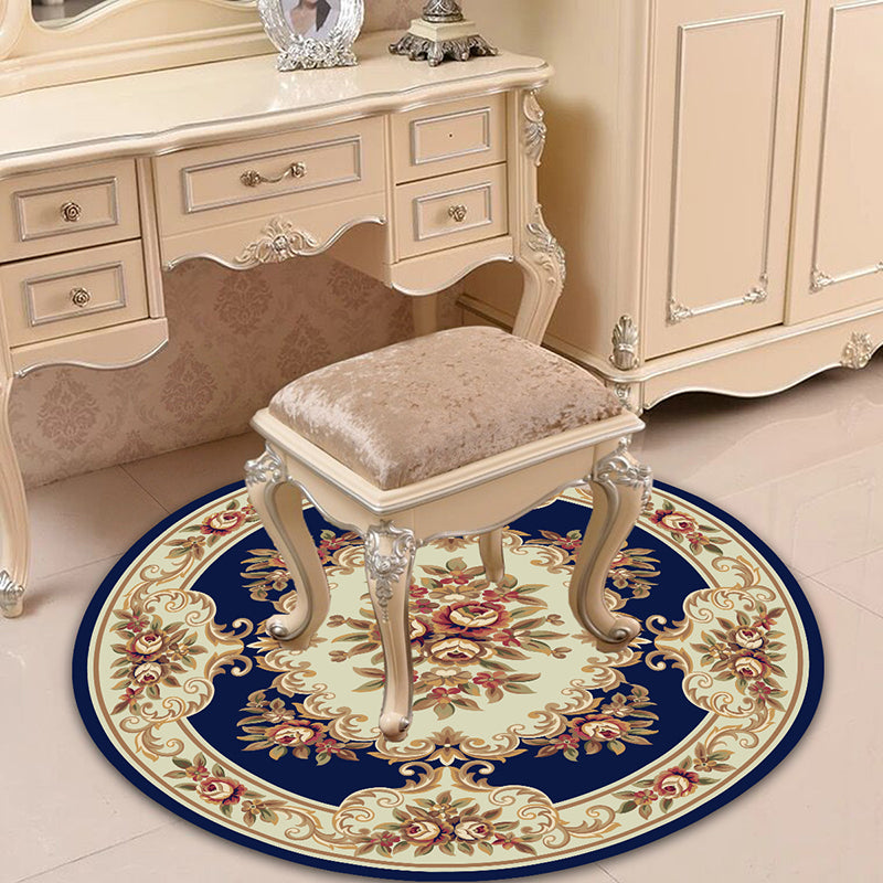 Victorian Bedroom Rug Multicolor Peony Area Rug Polyester Stain Resistant Washable Anti-Slip Rug Royal Blue-Red Clearhalo 'Area Rug' 'Rugs' 'Shabby Chic' Rug' 2183952
