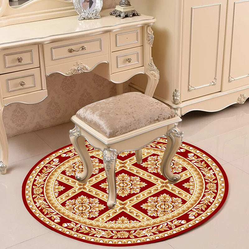 Victorian Bedroom Rug Multicolor Peony Area Rug Polyester Stain Resistant Washable Anti-Slip Rug Light Burgundy Clearhalo 'Area Rug' 'Rugs' 'Shabby Chic' Rug' 2183954