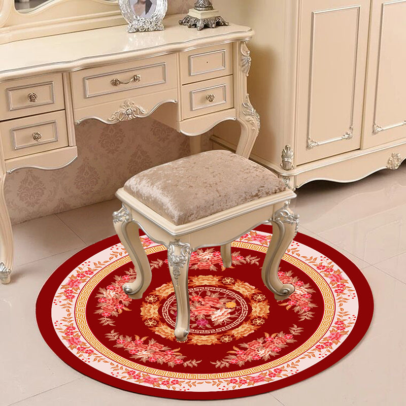 Victorian Bedroom Rug Multicolor Peony Area Rug Polyester Stain Resistant Washable Anti-Slip Rug Copper Clearhalo 'Area Rug' 'Rugs' 'Shabby Chic' Rug' 2183955