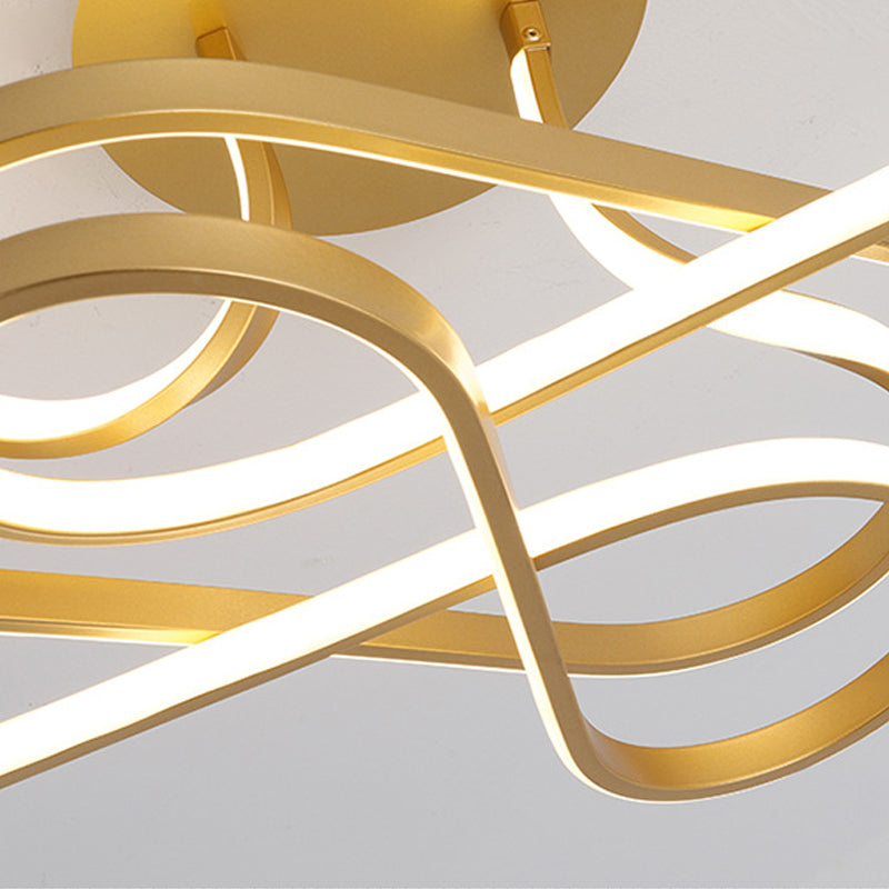 Living Room Chaos Flush Light Modernist LED Black/White/Gold Acrylic Shaded Ceiling Mount Light Fixture, White Light Clearhalo 'Ceiling Lights' 'Close To Ceiling Lights' 'Close to ceiling' 'Semi-flushmount' Lighting' 218396