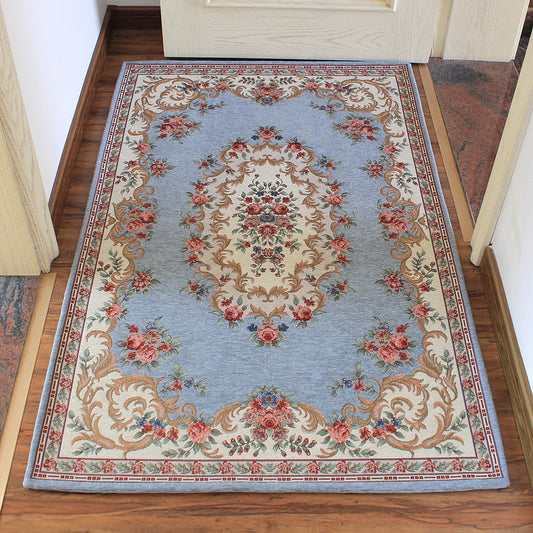 Classy Jacquard Rug Multi Colored Retro Carpet Polypropylene Stain Resistant Non-Slip Backing Washable Rug for Door Light Blue Clearhalo 'Area Rug' 'Rugs' 'Shabby Chic' Rug' 2183963