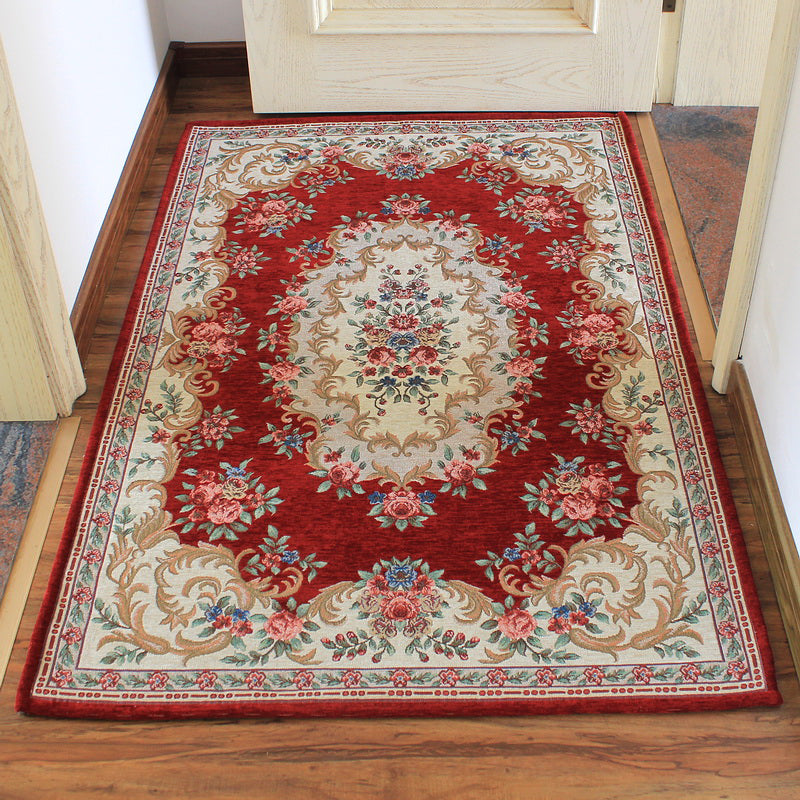 Classy Jacquard Rug Multi Colored Retro Carpet Polypropylene Stain Resistant Non-Slip Backing Washable Rug for Door Light Burgundy Clearhalo 'Area Rug' 'Rugs' 'Shabby Chic' Rug' 2183974