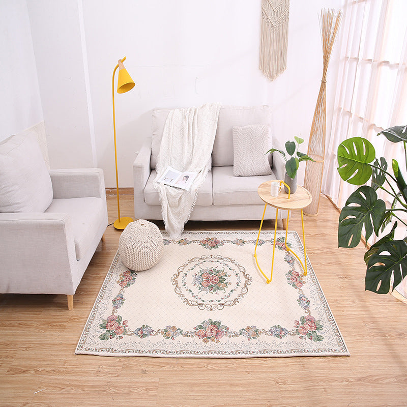 Victorian Flower Framework Rug Multi Color Synthetics Rug Washable Non-Slip Stain Resistant Rug for Bedroom Light Beige Clearhalo 'Area Rug' 'Rugs' 'Shabby Chic' Rug' 2183978