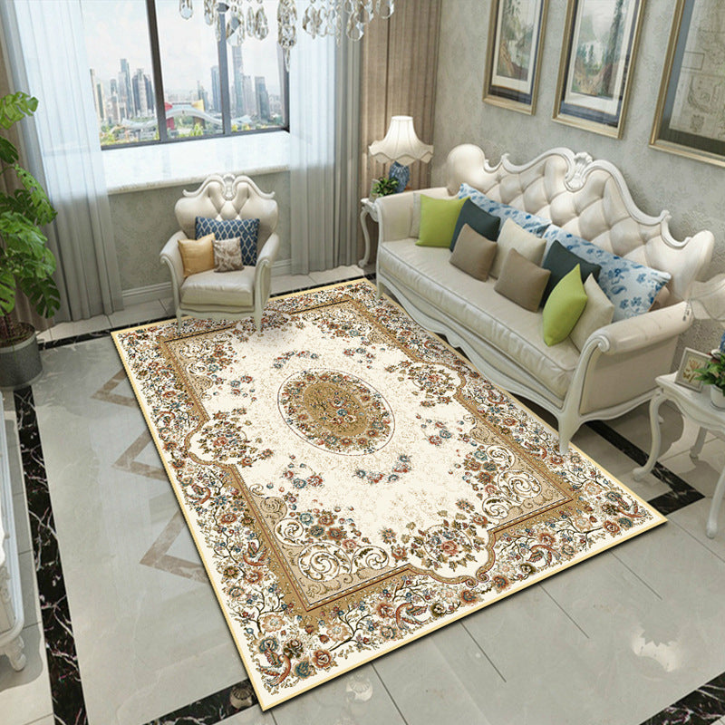 Splendor Traditional Rug Multi-Color Floral Carpet Non-Slip Washable Stain Resistant Rug for Living Room Beige Clearhalo 'Area Rug' 'Rugs' 'Shabby Chic' Rug' 2183988
