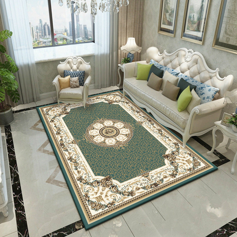 Splendor Traditional Rug Multi-Color Floral Carpet Non-Slip Washable Stain Resistant Rug for Living Room Green-White Clearhalo 'Area Rug' 'Rugs' 'Shabby Chic' Rug' 2183990