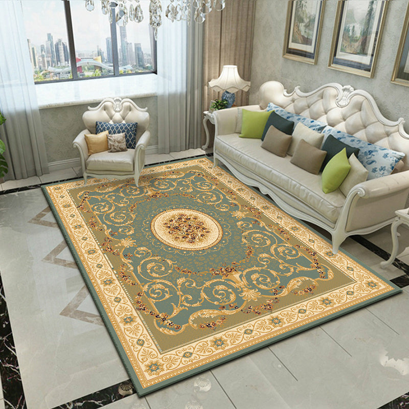 Splendor Traditional Rug Multi-Color Floral Carpet Non-Slip Washable Stain Resistant Rug for Living Room Green-Yellow Clearhalo 'Area Rug' 'Rugs' 'Shabby Chic' Rug' 2183994