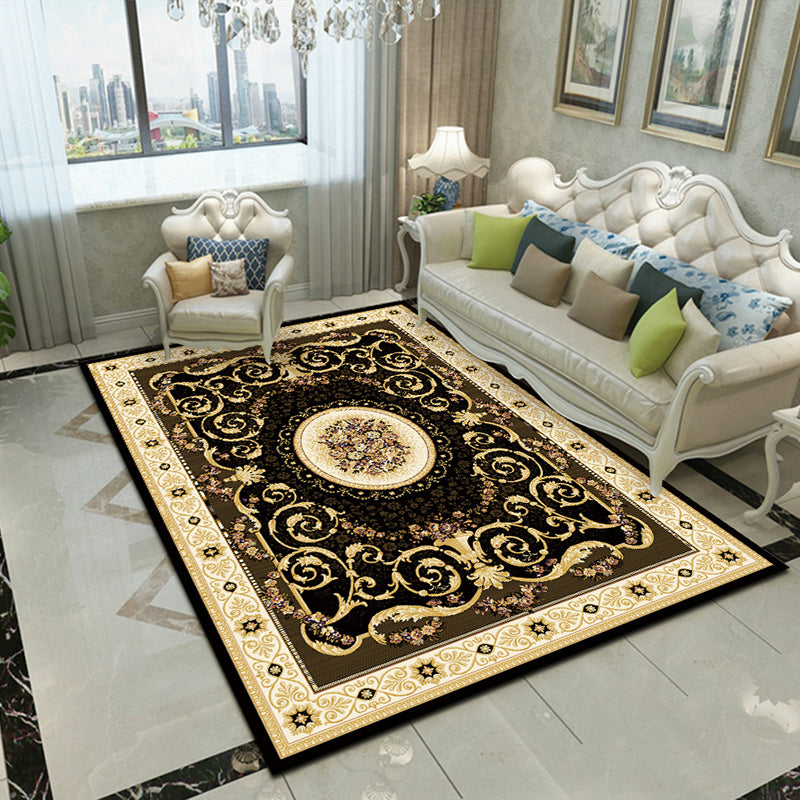 Splendor Traditional Rug Multi-Color Floral Carpet Non-Slip Washable Stain Resistant Rug for Living Room Black Clearhalo 'Area Rug' 'Rugs' 'Shabby Chic' Rug' 2184001