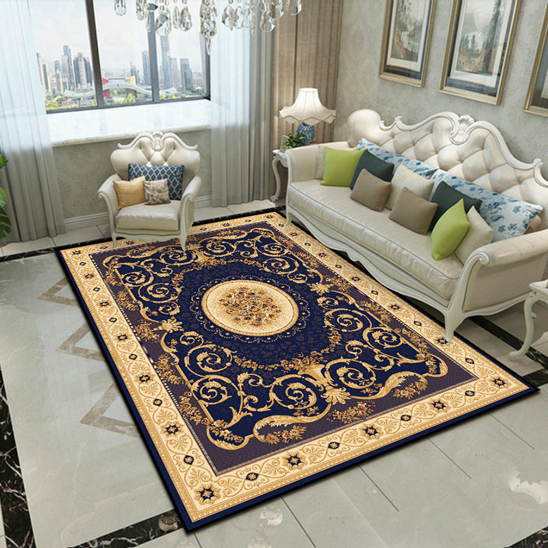 Splendor Traditional Rug Multi-Color Floral Carpet Non-Slip Washable Stain Resistant Rug for Living Room Royal Blue Clearhalo 'Area Rug' 'Rugs' 'Shabby Chic' Rug' 2184003