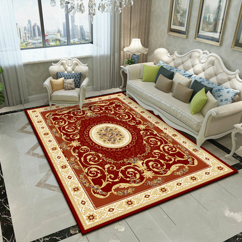 Splendor Traditional Rug Multi-Color Floral Carpet Non-Slip Washable Stain Resistant Rug for Living Room Light Burgundy Clearhalo 'Area Rug' 'Rugs' 'Shabby Chic' Rug' 2184005