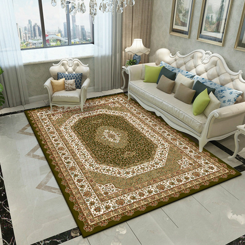 Splendor Traditional Rug Multi-Color Floral Carpet Non-Slip Washable Stain Resistant Rug for Living Room White-Green Clearhalo 'Area Rug' 'Rugs' 'Shabby Chic' Rug' 2184006