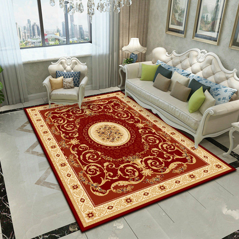Splendor Traditional Rug Multi-Color Floral Carpet Non-Slip Washable Stain Resistant Rug for Living Room Burgundy Clearhalo 'Area Rug' 'Rugs' 'Shabby Chic' Rug' 2184009