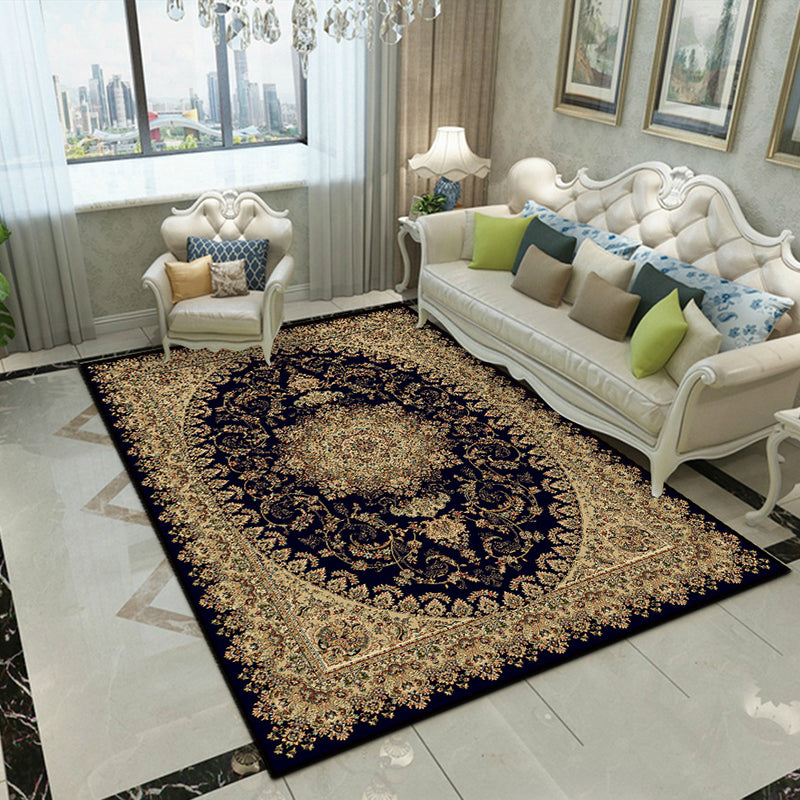 Splendor Traditional Rug Multi-Color Floral Carpet Non-Slip Washable Stain Resistant Rug for Living Room Black-Gold Clearhalo 'Area Rug' 'Rugs' 'Shabby Chic' Rug' 2184010