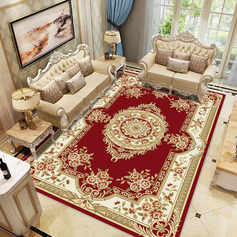 Nice Multi Colored Jacquard Rug Polypropylene Traditional Carpet Stain Resistant Washable Non-Slip Backing Rug for Room Light Burgundy Clearhalo 'Area Rug' 'Rugs' 'Shabby Chic' Rug' 2184020