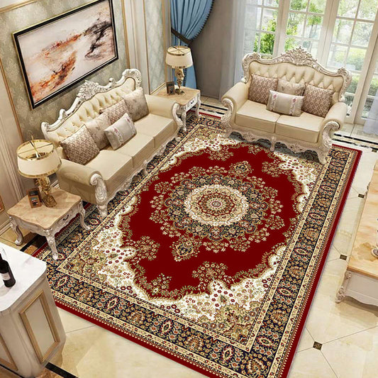 Nice Multi Colored Jacquard Rug Polypropylene Traditional Carpet Stain Resistant Washable Non-Slip Backing Rug for Room Red Brown Clearhalo 'Area Rug' 'Rugs' 'Shabby Chic' Rug' 2184021