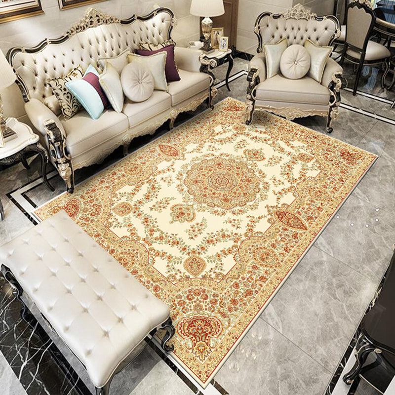 Glam Floral Swirls Rug Multicolor Victorian Rug Synthetics Pet Friendly Non-Slip Stain Resistant Rug for Home Light Beige Clearhalo 'Area Rug' 'Rugs' 'Shabby Chic' Rug' 2184034