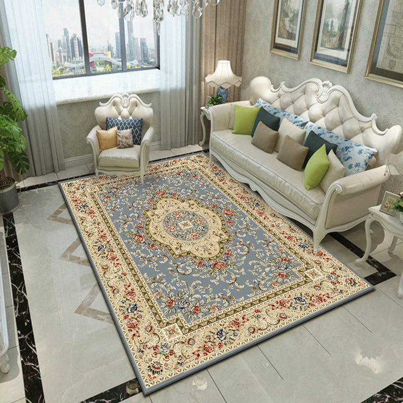 Glam Floral Swirls Rug Multicolor Victorian Rug Synthetics Pet Friendly Non-Slip Stain Resistant Rug for Home Light Blue Clearhalo 'Area Rug' 'Rugs' 'Shabby Chic' Rug' 2184035