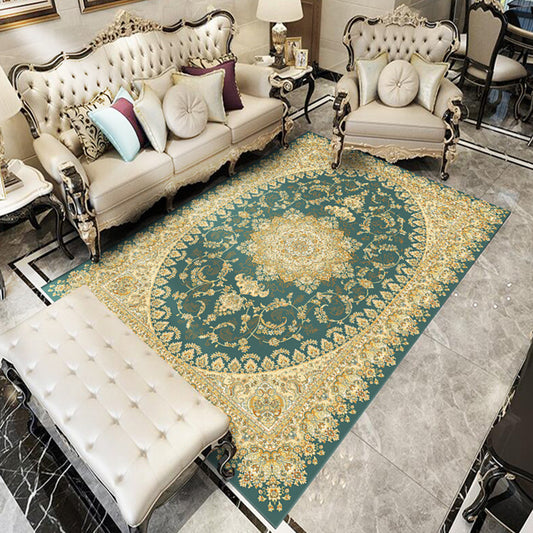 Glam Floral Swirls Rug Multicolor Victorian Rug Synthetics Pet Friendly Non-Slip Stain Resistant Rug for Home Aqua Clearhalo 'Area Rug' 'Rugs' 'Shabby Chic' Rug' 2184036