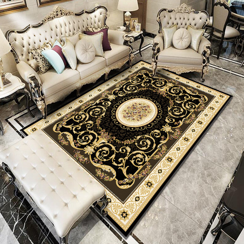 Glam Floral Swirls Rug Multicolor Victorian Rug Synthetics Pet Friendly Non-Slip Stain Resistant Rug for Home Brown 2'7" x 3'11" Clearhalo 'Area Rug' 'Rugs' 'Shabby Chic' Rug' 2184037