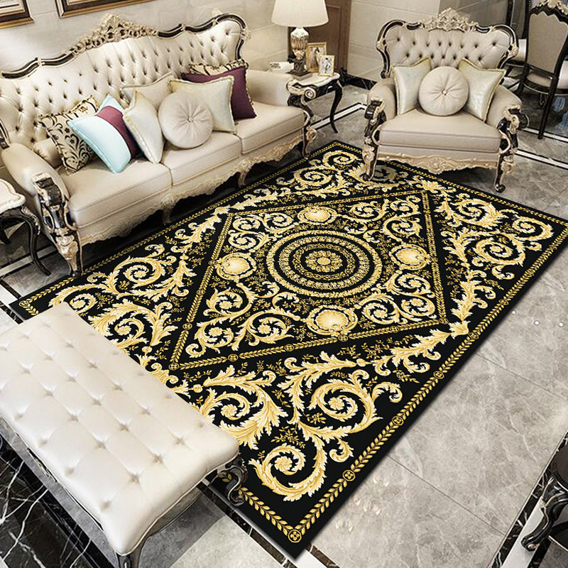 Glam Floral Swirls Rug Multicolor Victorian Rug Synthetics Pet Friendly Non-Slip Stain Resistant Rug for Home Gold Clearhalo 'Area Rug' 'Rugs' 'Shabby Chic' Rug' 2184042
