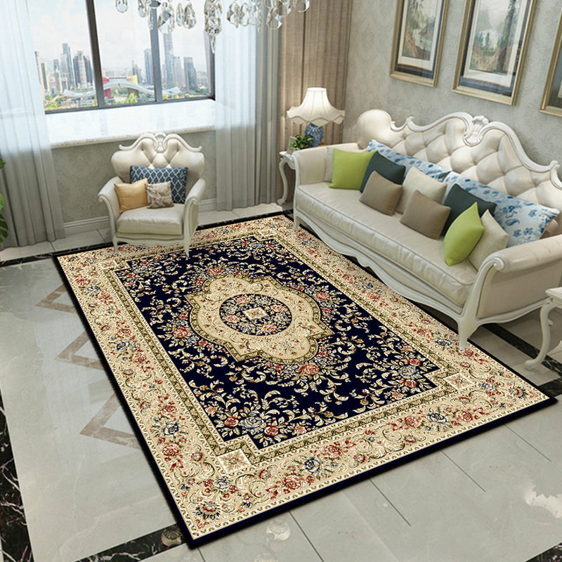 Glam Floral Swirls Rug Multicolor Victorian Rug Synthetics Pet Friendly Non-Slip Stain Resistant Rug for Home Dark Blue Clearhalo 'Area Rug' 'Rugs' 'Shabby Chic' Rug' 2184043
