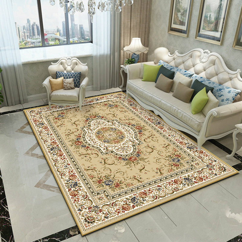 Glam Floral Swirls Rug Multicolor Victorian Rug Synthetics Pet Friendly Non-Slip Stain Resistant Rug for Home Beige Clearhalo 'Area Rug' 'Rugs' 'Shabby Chic' Rug' 2184044