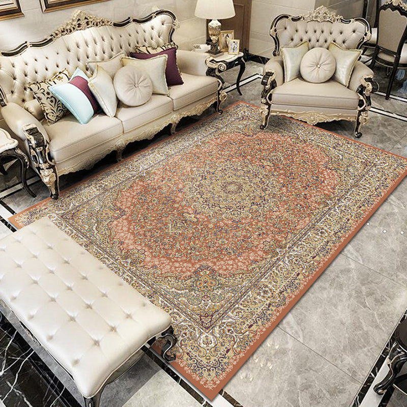 Glam Floral Swirls Rug Multicolor Victorian Rug Synthetics Pet Friendly Non-Slip Stain Resistant Rug for Home Orange Clearhalo 'Area Rug' 'Rugs' 'Shabby Chic' Rug' 2184045