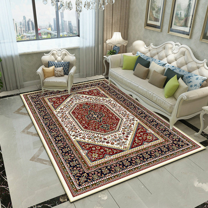 Glam Floral Swirls Rug Multicolor Victorian Rug Synthetics Pet Friendly Non-Slip Stain Resistant Rug for Home Brick Red Clearhalo 'Area Rug' 'Rugs' 'Shabby Chic' Rug' 2184047
