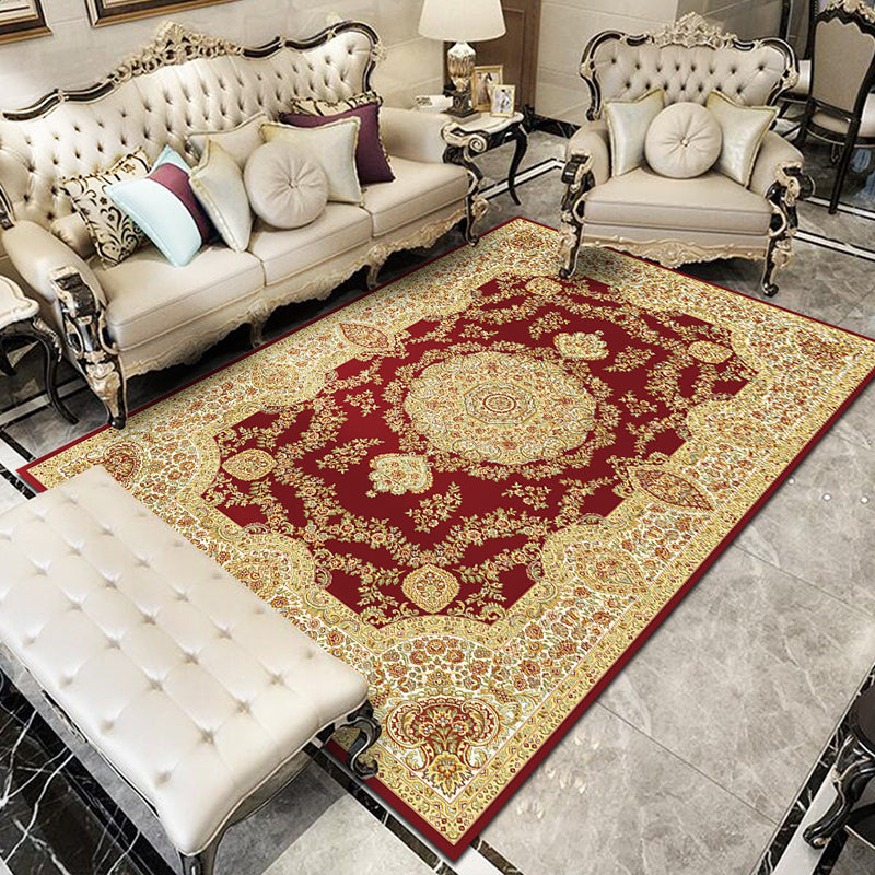 Glam Floral Swirls Rug Multicolor Victorian Rug Synthetics Pet Friendly Non-Slip Stain Resistant Rug for Home Burgundy Clearhalo 'Area Rug' 'Rugs' 'Shabby Chic' Rug' 2184049