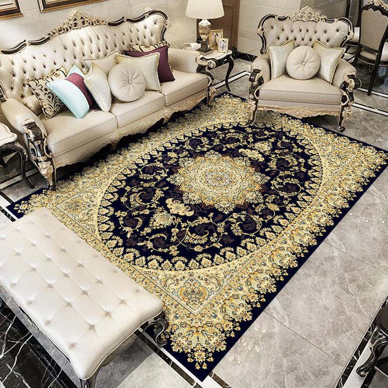 Glam Floral Swirls Rug Multicolor Victorian Rug Synthetics Pet Friendly Non-Slip Stain Resistant Rug for Home Black Clearhalo 'Area Rug' 'Rugs' 'Shabby Chic' Rug' 2184056