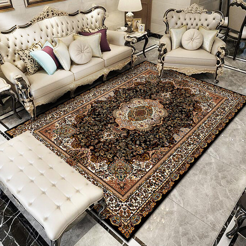Glam Floral Swirls Rug Multicolor Victorian Rug Synthetics Pet Friendly Non-Slip Stain Resistant Rug for Home Brown Clearhalo 'Area Rug' 'Rugs' 'Shabby Chic' Rug' 2184057