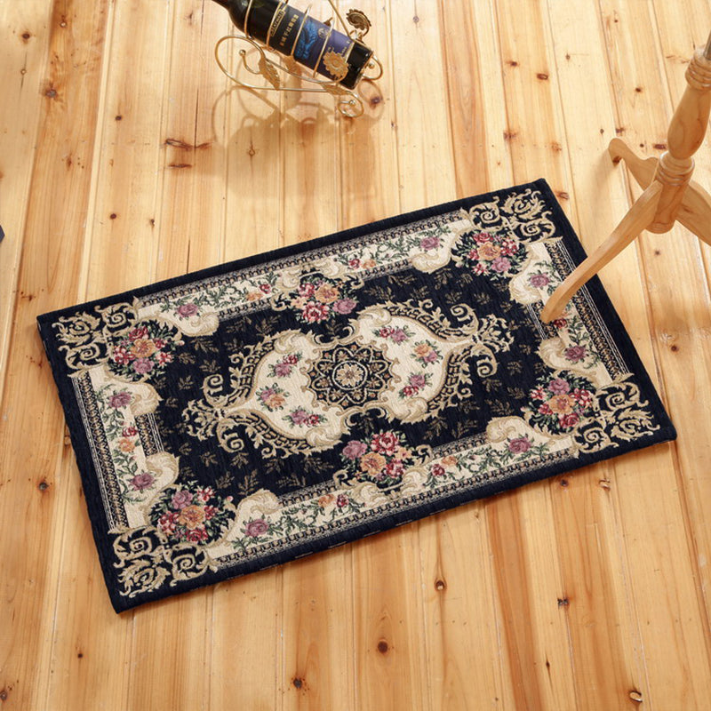 Classy Victoria Area Rug Multi-Color Flower Rug Pet Friendly Washable Anti-Slip Backing Carpet for Door Dark Blue-White Clearhalo 'Area Rug' 'Rugs' 'Shabby Chic' Rug' 2184066