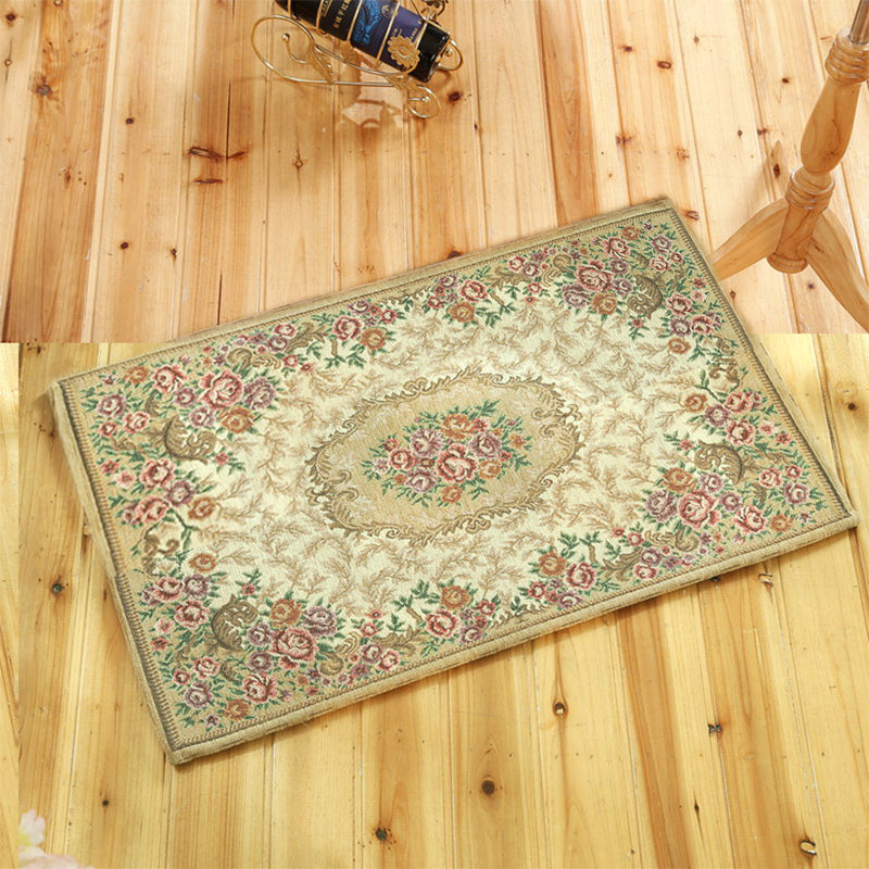 Classy Victoria Area Rug Multi-Color Flower Rug Pet Friendly Washable Anti-Slip Backing Carpet for Door Beige Clearhalo 'Area Rug' 'Rugs' 'Shabby Chic' Rug' 2184069