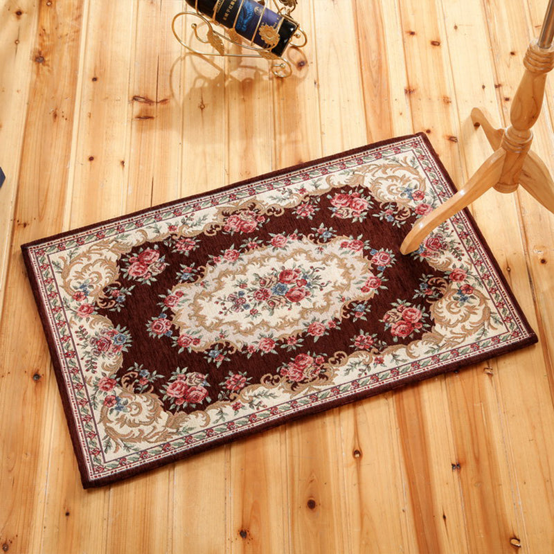 Classy Victoria Area Rug Multi-Color Flower Rug Pet Friendly Washable Anti-Slip Backing Carpet for Door Coffee Clearhalo 'Area Rug' 'Rugs' 'Shabby Chic' Rug' 2184070