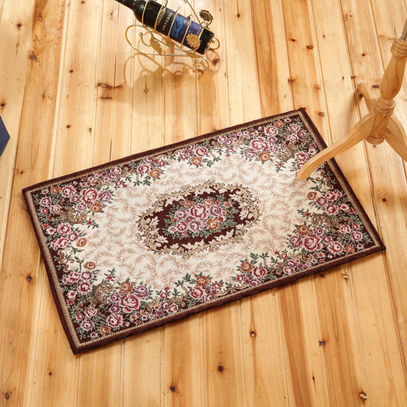 Classy Victoria Area Rug Multi-Color Flower Rug Pet Friendly Washable Anti-Slip Backing Carpet for Door Light Coffee Clearhalo 'Area Rug' 'Rugs' 'Shabby Chic' Rug' 2184071