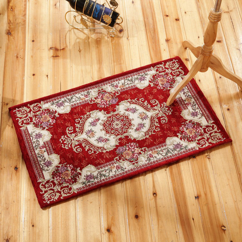 Classy Victoria Area Rug Multi-Color Flower Rug Pet Friendly Washable Anti-Slip Backing Carpet for Door Burgundy-White Clearhalo 'Area Rug' 'Rugs' 'Shabby Chic' Rug' 2184073