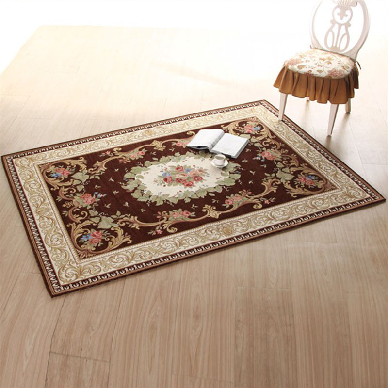 Classy Victoria Area Rug Multi-Color Flower Rug Pet Friendly Washable Anti-Slip Backing Carpet for Door Dark Coffee Clearhalo 'Area Rug' 'Rugs' 'Shabby Chic' Rug' 2184074