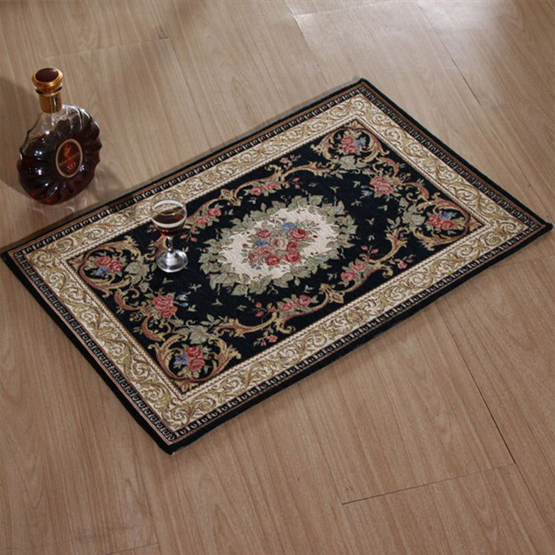 Classy Victoria Area Rug Multi-Color Flower Rug Pet Friendly Washable Anti-Slip Backing Carpet for Door Blue-Brown 2' x 2'11" Clearhalo 'Area Rug' 'Rugs' 'Shabby Chic' Rug' 2184076