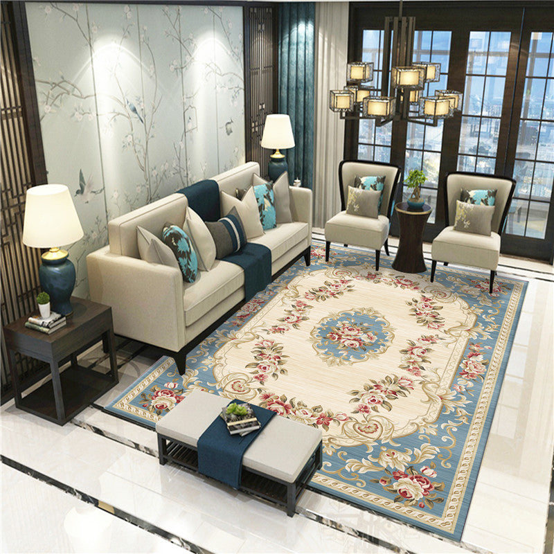 Peony Patterned Rug Multi-Colored Rug Stain Resistant Non-Slip Backing Machine Washable Rug for Sitting Room Clearhalo 'Area Rug' 'Rugs' 'Shabby Chic' Rug' 2184077