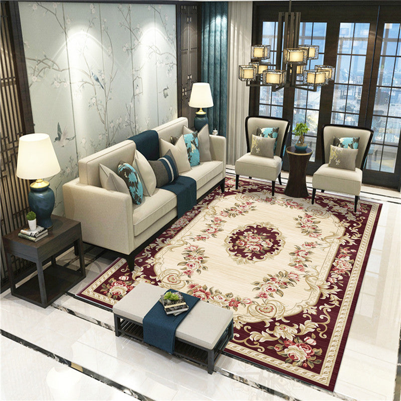 Peony Patterned Rug Multi-Colored Rug Stain Resistant Non-Slip Backing Machine Washable Rug for Sitting Room Clearhalo 'Area Rug' 'Rugs' 'Shabby Chic' Rug' 2184080