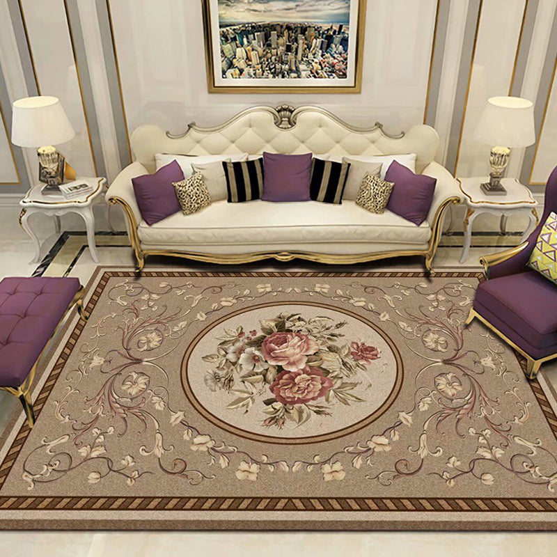 Peony Patterned Rug Multi-Colored Rug Stain Resistant Non-Slip Backing Machine Washable Rug for Sitting Room Coffee Clearhalo 'Area Rug' 'Rugs' 'Shabby Chic' Rug' 2184095