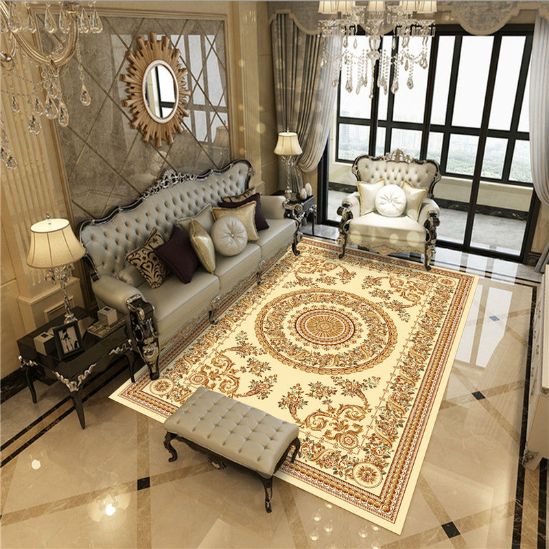 Peony Patterned Rug Multi-Colored Rug Stain Resistant Non-Slip Backing Machine Washable Rug for Sitting Room Light Beige Clearhalo 'Area Rug' 'Rugs' 'Shabby Chic' Rug' 2184102