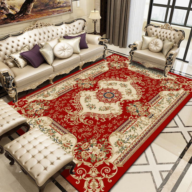 Aesthetics Vintage Indoor Rug Multi Colored Flower Carpet Stain Resistant Pet Friendly Non-Slip Rug for Family Room Rose Red Clearhalo 'Area Rug' 'Rugs' 'Shabby Chic' Rug' 2184105