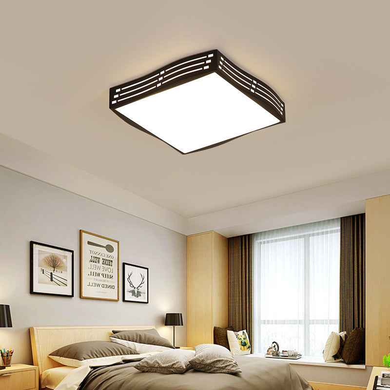 Black High Penetrated Acrylic LED Flushmount Light Wavy-Square/Rectangle Living Room Ceiling Mounted Fixture in White Light Black Square Clearhalo 'Ceiling Lights' 'Close To Ceiling Lights' 'Close to ceiling' 'Flush mount' Lighting' 218411