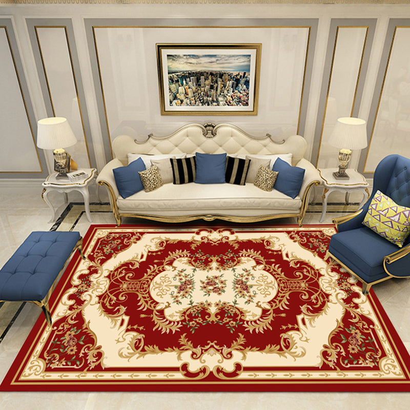 Aesthetics Vintage Indoor Rug Multi Colored Flower Carpet Stain Resistant Pet Friendly Non-Slip Rug for Family Room Burgundy Clearhalo 'Area Rug' 'Rugs' 'Shabby Chic' Rug' 2184111