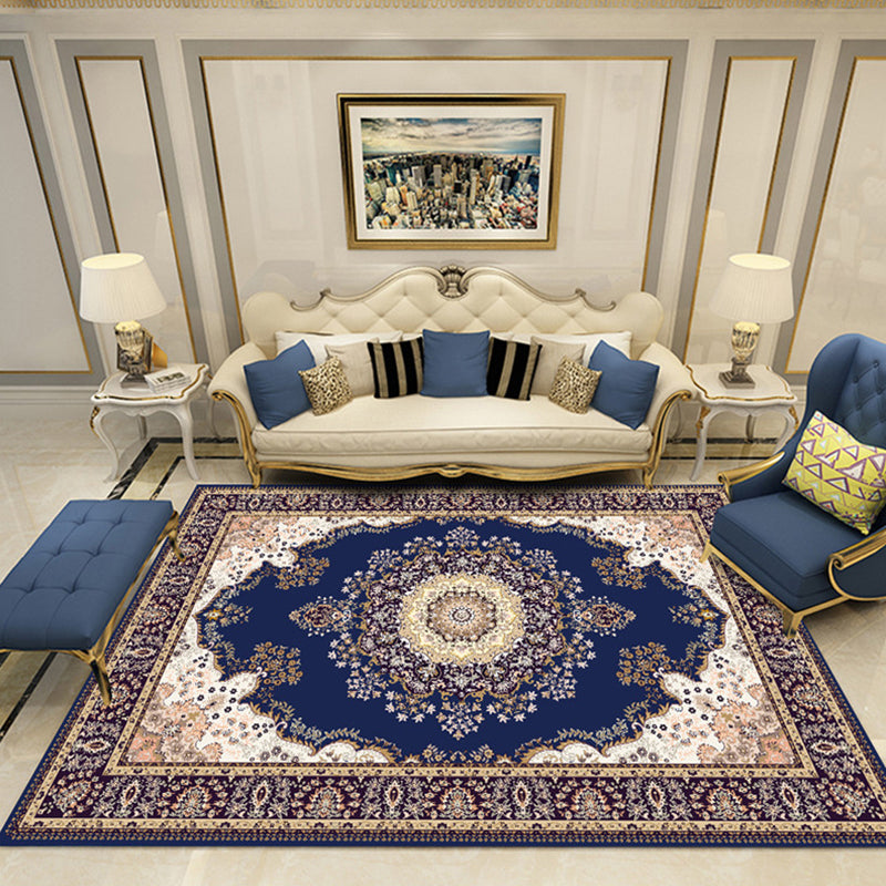 Aesthetics Vintage Indoor Rug Multi Colored Flower Carpet Stain Resistant Pet Friendly Non-Slip Rug for Family Room Dark Blue Clearhalo 'Area Rug' 'Rugs' 'Shabby Chic' Rug' 2184112